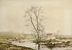 Cottage at Bend of Ballinderry River, Co. Tyrone by Frank Egginton, watercolour on paper, offered Nov 2024