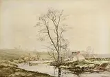 Frank Egginton, Cottage at Bend of Ballinderry River, Co. Tyrone, watercolour on paper