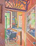 Victor Richardson, The Pram in the Hall, 1990, pastel on paper