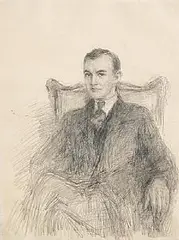 John Butler Yeats, Portrait of a Seated Gentleman, pencil on paper