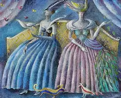 Two Ladies by Elizabeth Taggart, oil on canvas, sold Nov 2024