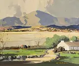 Cottages and Figures on Donegal Coast by George K. Gillespie, gouache on board, sold Nov 2024