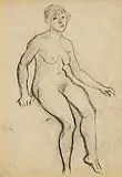 Roderic O'Conor, Seated Female Nude, charcoal on paper
