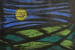 Anne Yeats, Moonlit Scene, pastel on paper