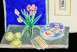 Nicholas Healy Hutchinson, Blue Table with Lemons, 1983, watercolour