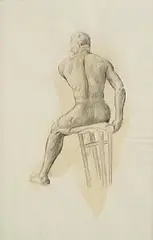 Countess Markievicz, Seated Male Figure, charcoal and wash on paper