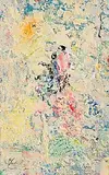 Figure by John Kingerlee, oil and collage on card, sold Nov 2024