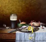 Diarmuid O'Donnell, Still Life with Crab, oil on linen laid on board