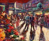 Flower Sellers, Grafton Street by Norman Teeling, oil on board, sold Nov 2024