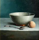 David French Le Roy, Egg and Spoon, 2003, oil on board