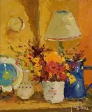Liam Treacy, Still Life with Lamp, oil on canvas