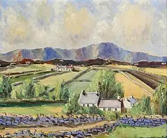 Fishermen's Cottages by Norman J. McCaig, oil on board, sold Nov 2024