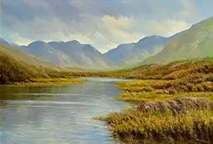 Kylemore Lough, Connemara by Gerard Marjoram, oil on canvas, sold Nov 2024