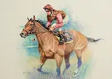 Peter Curling, Before the Start, watercolour on paper