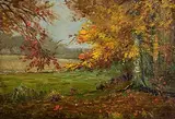 Autumnal Evening, Maine by Aloysius C. O'Kelly, oil on board, sold Sep 2024