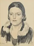 William Conor, Kathleen, 1938, mixed media on paper
