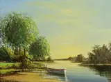 On The Barron River by Norman J. McCaig, oil on board, sold Sep 2024