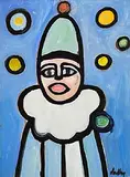 Markey Robinson, Clown, gouache on board
