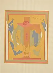 Albert Gleizes, Crucifixion, 1926, four colour stencil pochoir - number 28 from an edition of 50