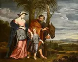 18th Century Continental School, Flight into Egypt, oil on canvas