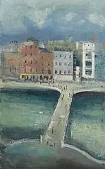 Peter Pearson, Millenium Bridge, Dublin, 2004, oil on board