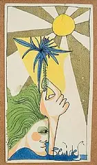 Lights Out by Pauline Bewick, watercolour, ink and gold pen on card, sold Sep 2024