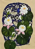 Poppy Melia, Waterlilies and Three Trout, 1991, gouache on handmade paper