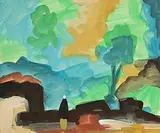 Markey Robinson, Shawlie Heading Home, gouache on card
