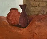 Arthur Armstrong, Still Life - Pots, oil and mixed media on board