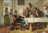 A Game of Chance by Francis William Topham, 1868, watercolour on paper, offered Sep 2024