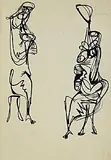 Colin Middleton, Musicians, ink on paper