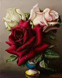 Irene Klestova, Roses in a Sevres Vase, oil on board