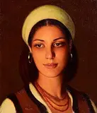 James Cahill, Girl with Golden Hoops, oil on board