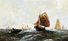 Sailing in Rough Seas by 19th Century Irish School, oil on canvas, sold Sep 2024