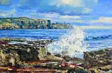 Henry Morgan, Winter Wave, Doolin, oil on canvas board