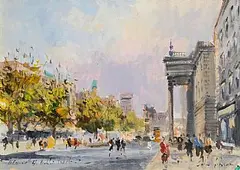 Post Office, O'Connell St., Dublin by Colin Gibson, oil on canvas board, sold Sep 2024
