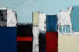 Michael Hales, Skyline High Rise XII, encaustic and oils on birch ply
