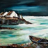 J.P. Rooney, Summer Storm at Annie's Shore, oil on board