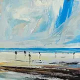 Paula McKinney, Stroll by the Waters Edge, oil on board
