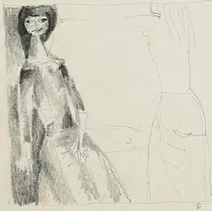 Female Study by Colin Middleton, charcoal on paper, sold Sep 2024