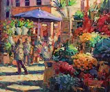 Flower Sellers, Duke Street by Norman Teeling, oil on board, sold Sep 2024