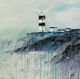 Paula McKinney, Wave Washed Lighthouse, oil on board