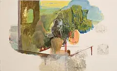 Bible Study by Claire Carpenter, tempera on Gesso panel, sold Sep 2024