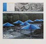 Christo, Umbrellas, serigraph of plans for 'Umbrella' project