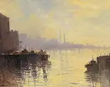 Norman J. McCaig, Evening Light, Poolbeg, oil on canvas board