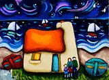 Annie Robinson, Little Family Star Watching, acrylic on canvas