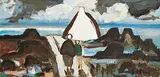 Shawlies Returning Home by Markey Robinson, gouache on board, sold Jul 2024