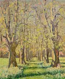 Letitia Marion Hamilton, Path Through the Trees in Spring, oil on canvas