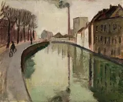 Reflections on the Canal by Norah McGuinness, oil on canvas, offered Jul 2024