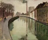 Norah McGuinness, Reflections on the Canal, oil on canvas